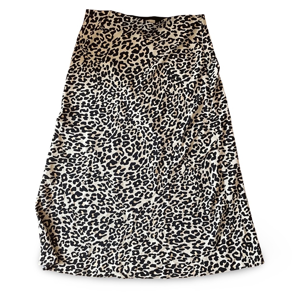 LOFT Leopard Print Slip Skirt M